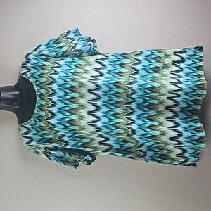 Catherines | Women's Watercolors Multi-Colored Easy Fit Short Sleeves Tee Sz 1X